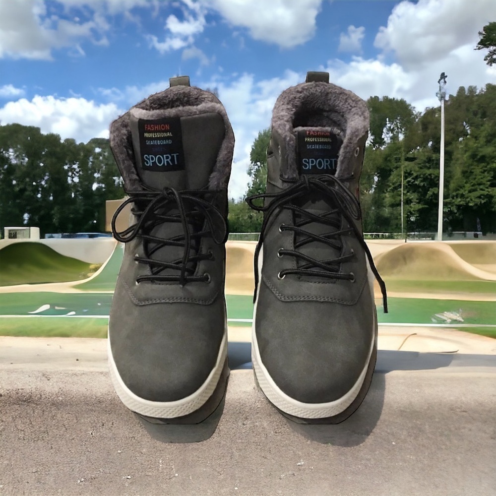 Men’s Fashion Professional Skateboard Sport Ankle Boots High Top Lace Up Fleece